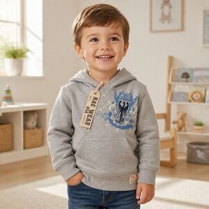 Rag Wear Kids Heather Gray Eagle Crest Graphic Hoodie Size 2T T171 NWT